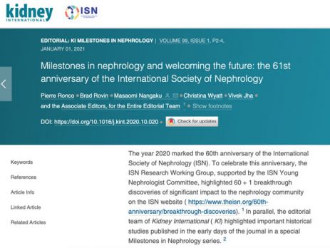 Kidney International Highlights ISN’s 60th Anniversary Research and Historical Studies Series